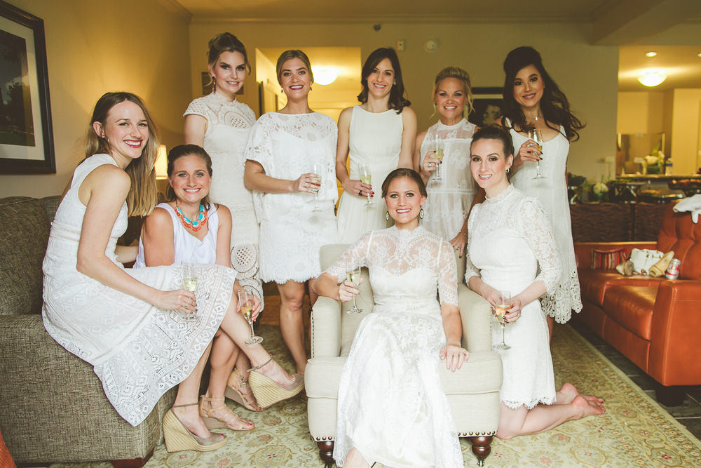 all white bridal party