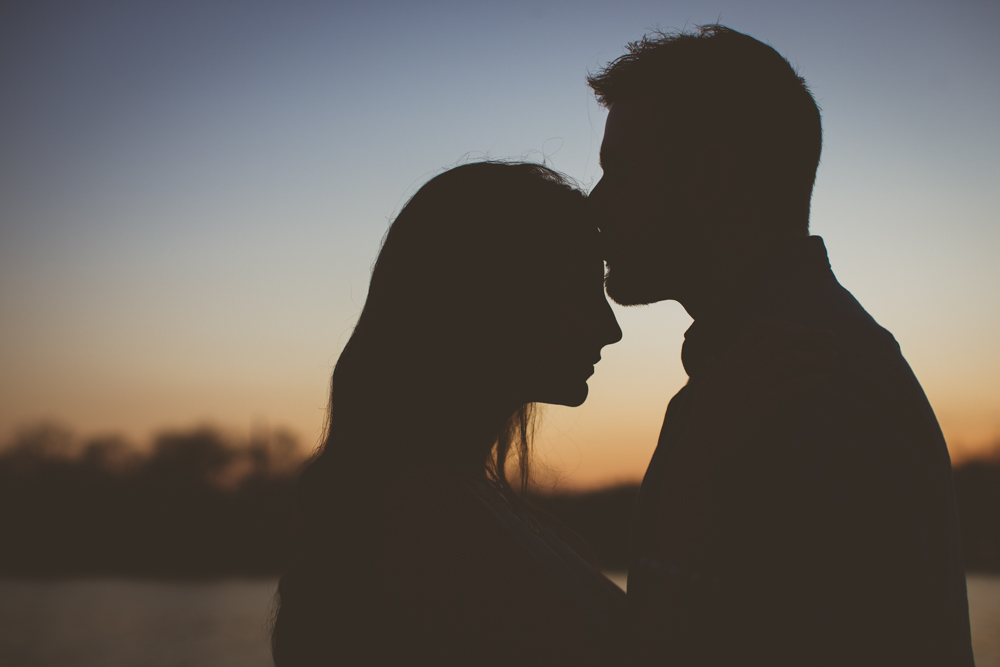 silhouette of engaged couple