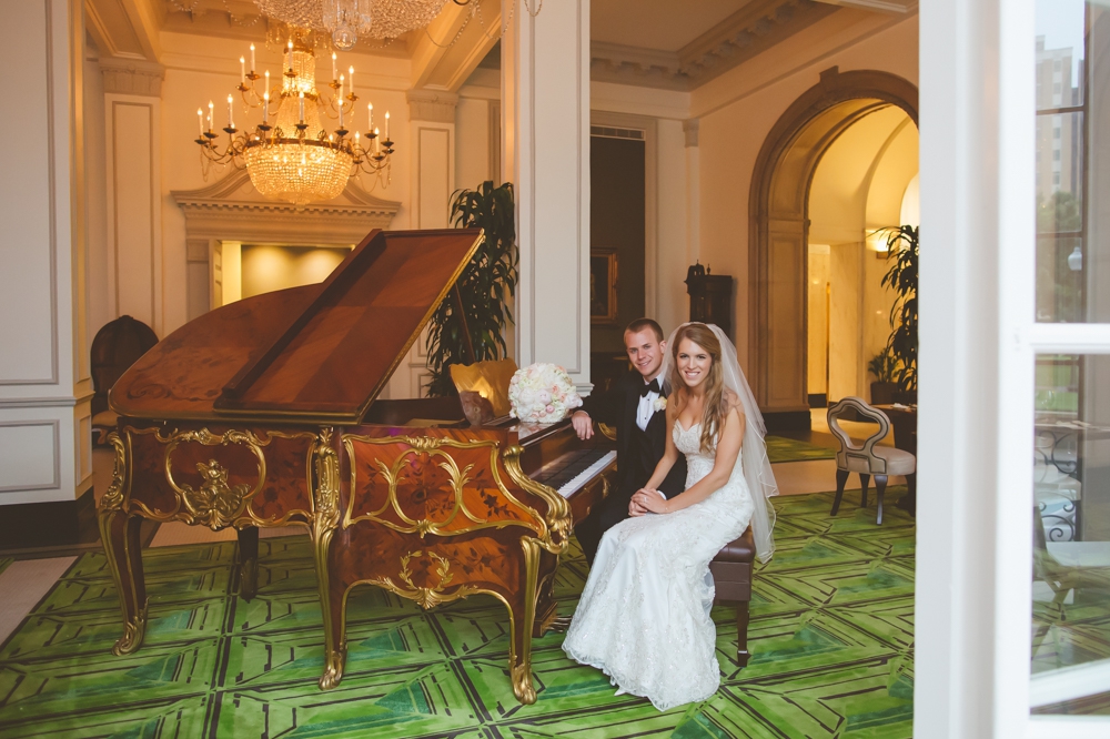 Bride and Groom by Piano
