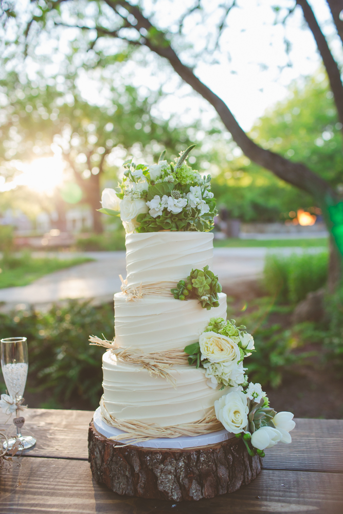 wedding cake with greenery