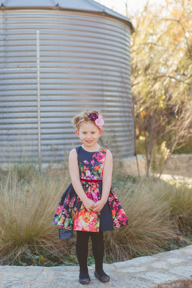 little girl in floral dress