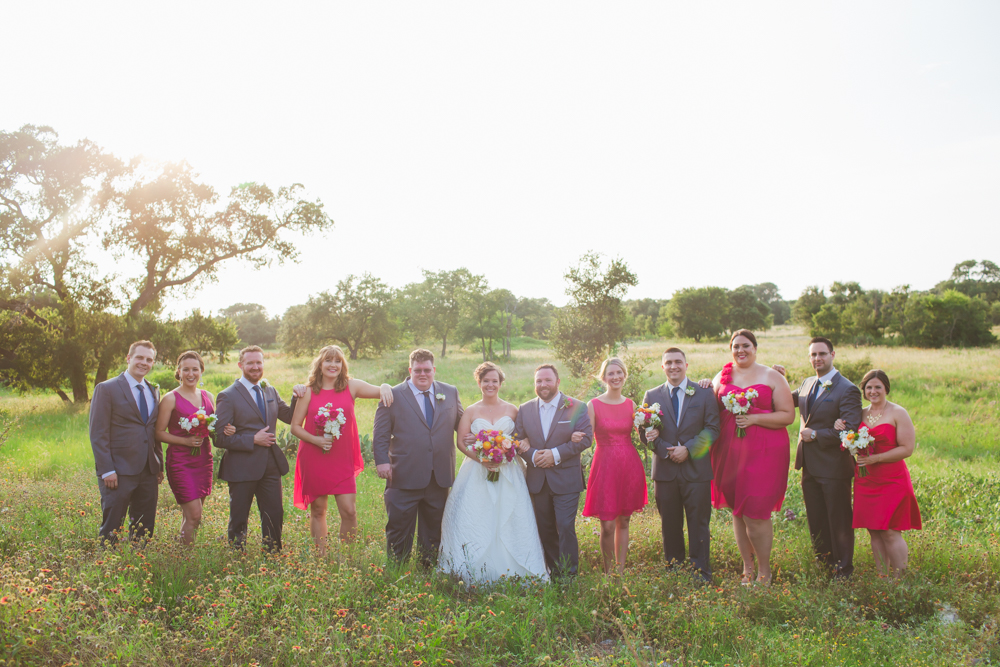 wedding party in a field