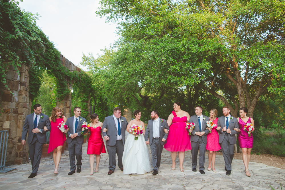 pink and gray wedding party