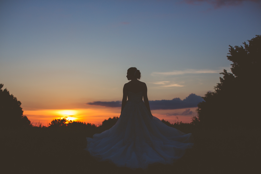 silhouette of bride