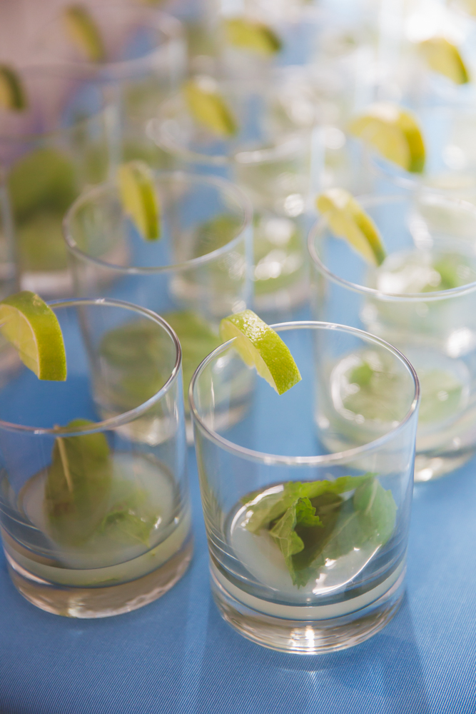 cocktail glasses with lime