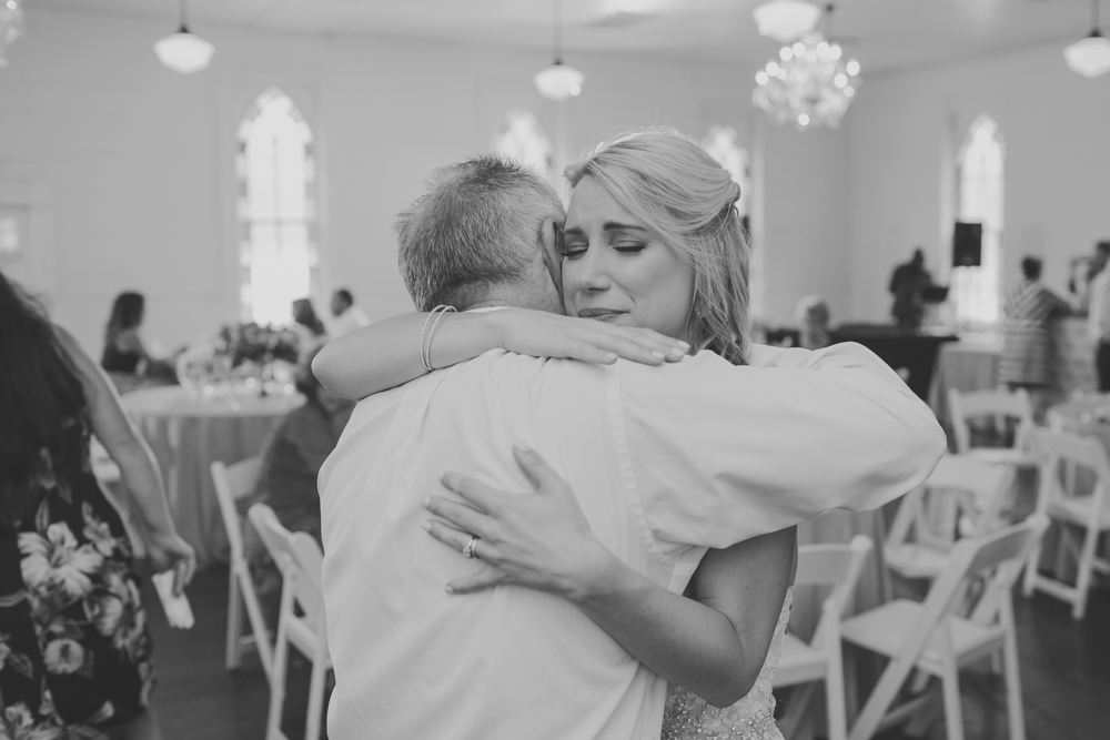bride and her dad crying