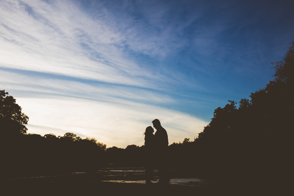 silhouette of an engaged couple