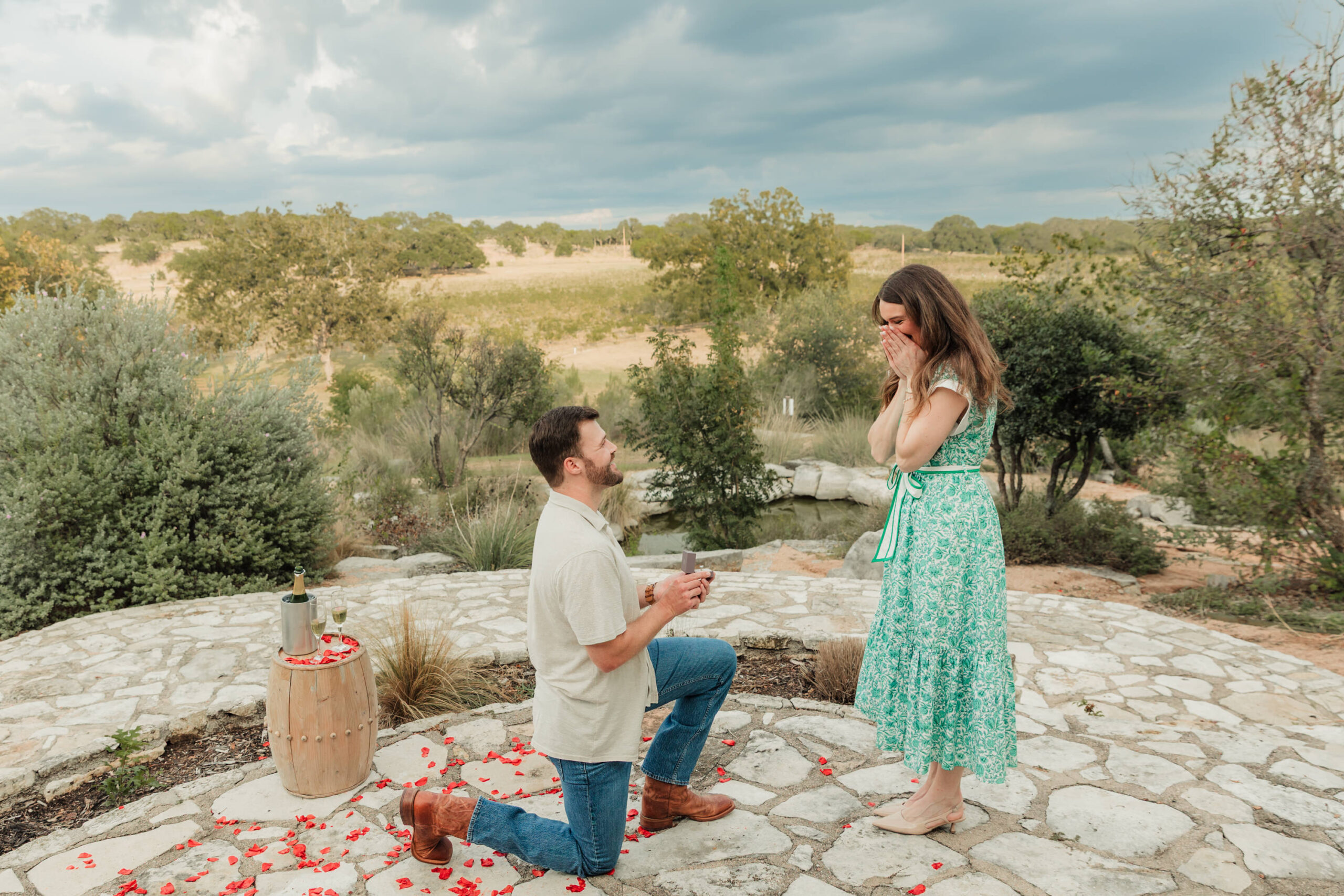 vineyard proposal with rose petals