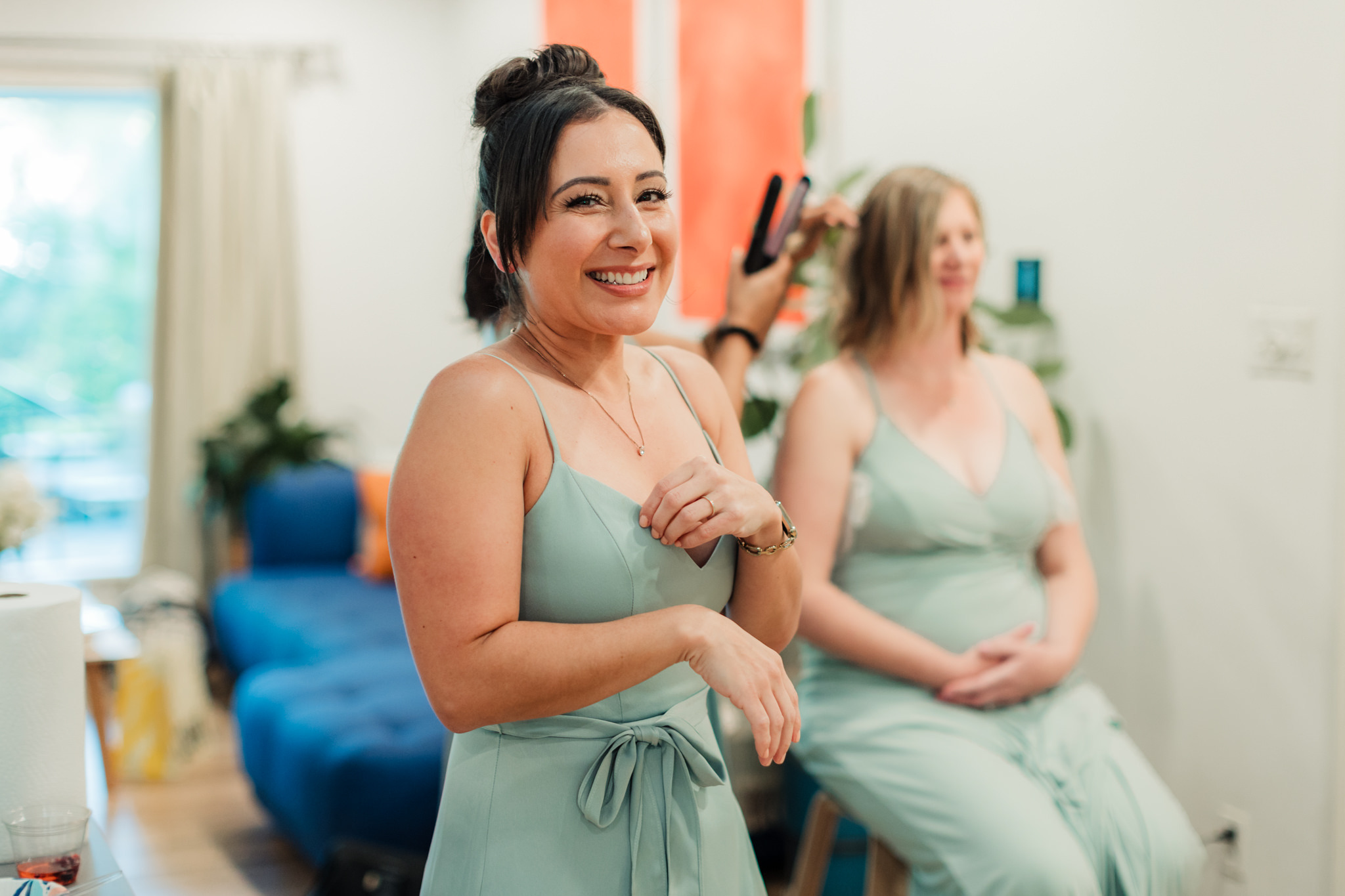 bridesmaid laughing candidly