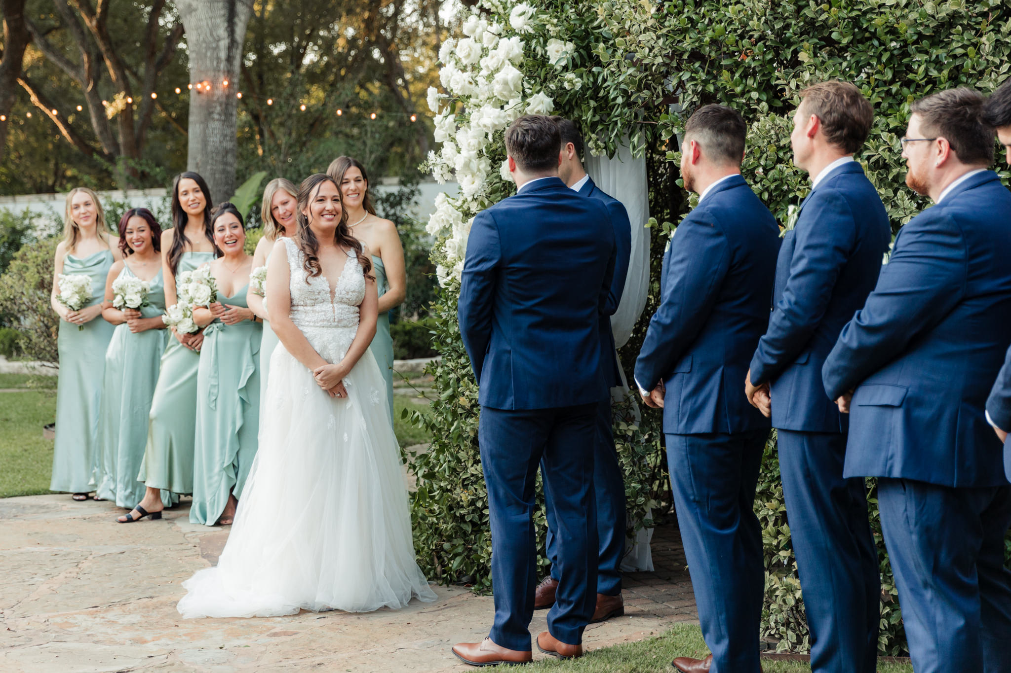 bride smiling during ceremony