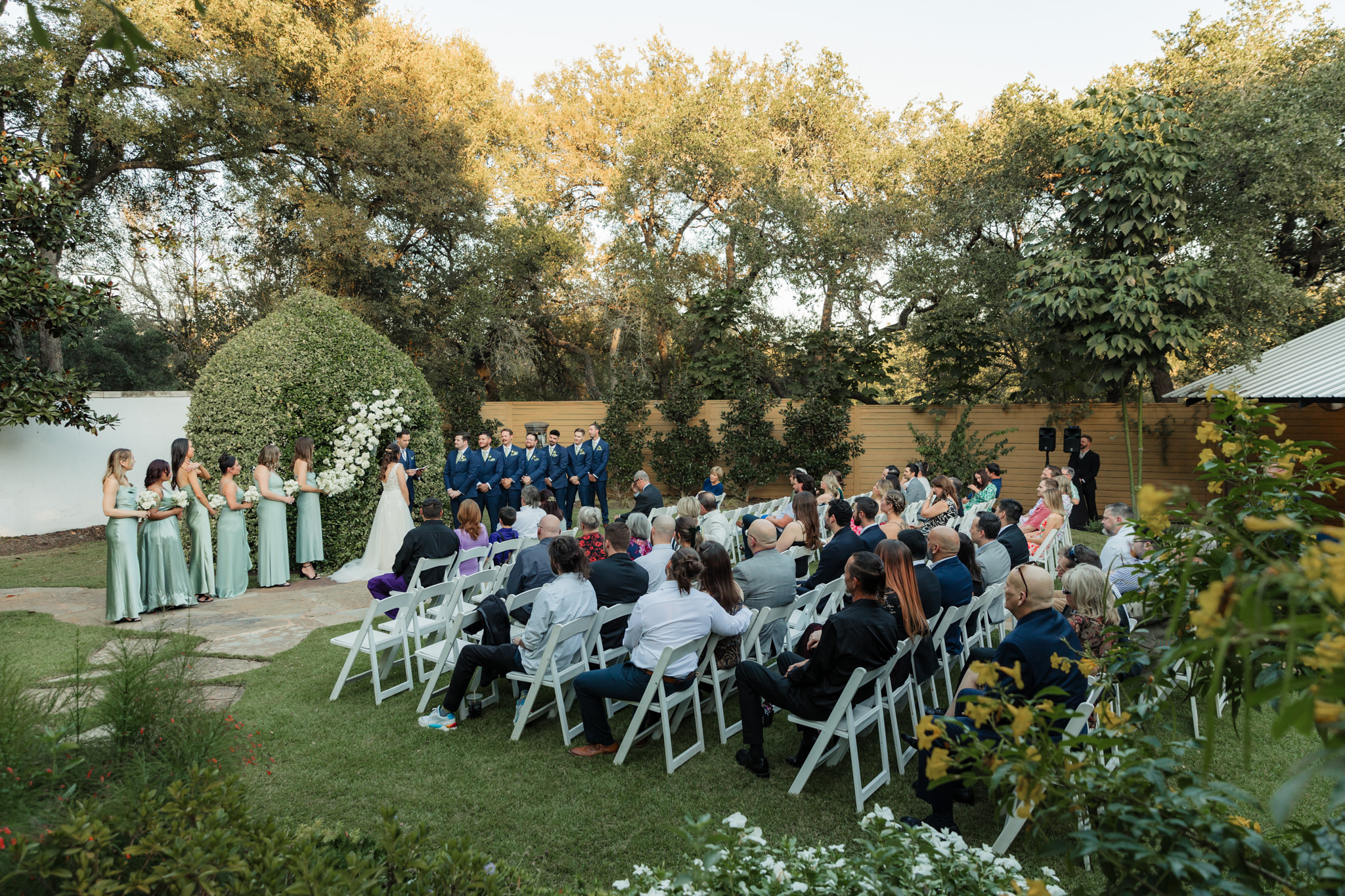 wide shot of ceremony area with all guests