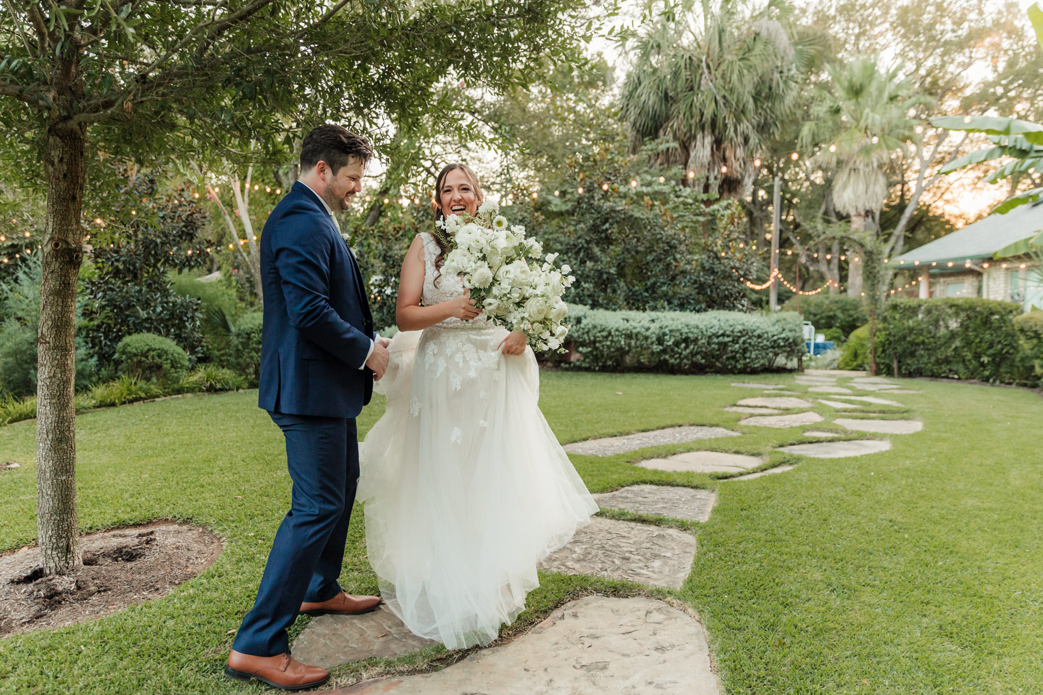 Austin bride and groom walking