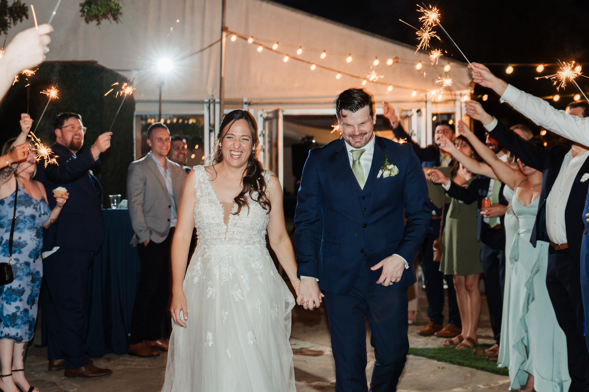 bride and groom sparkler exit