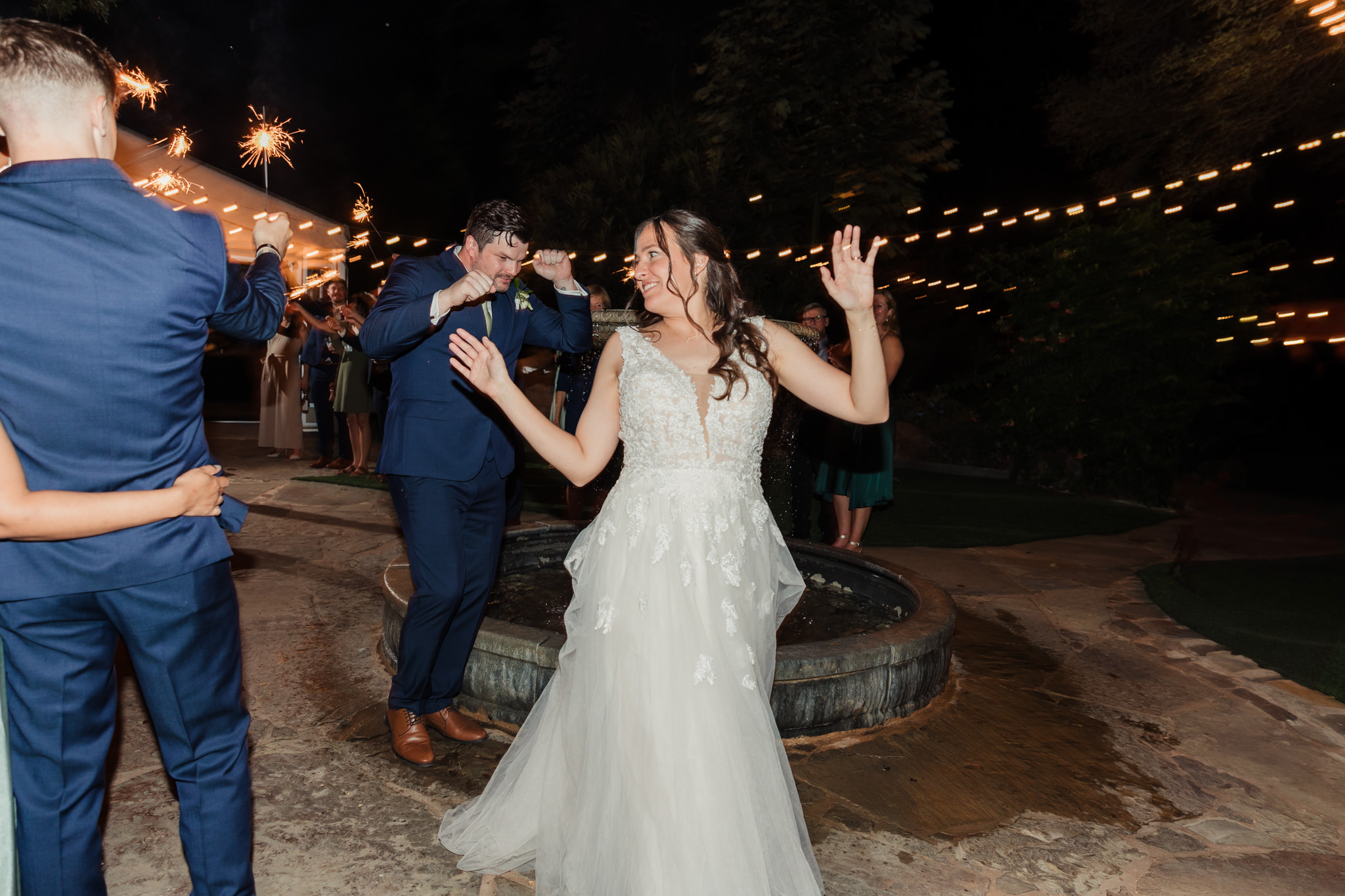 bride and groom sparkler exit