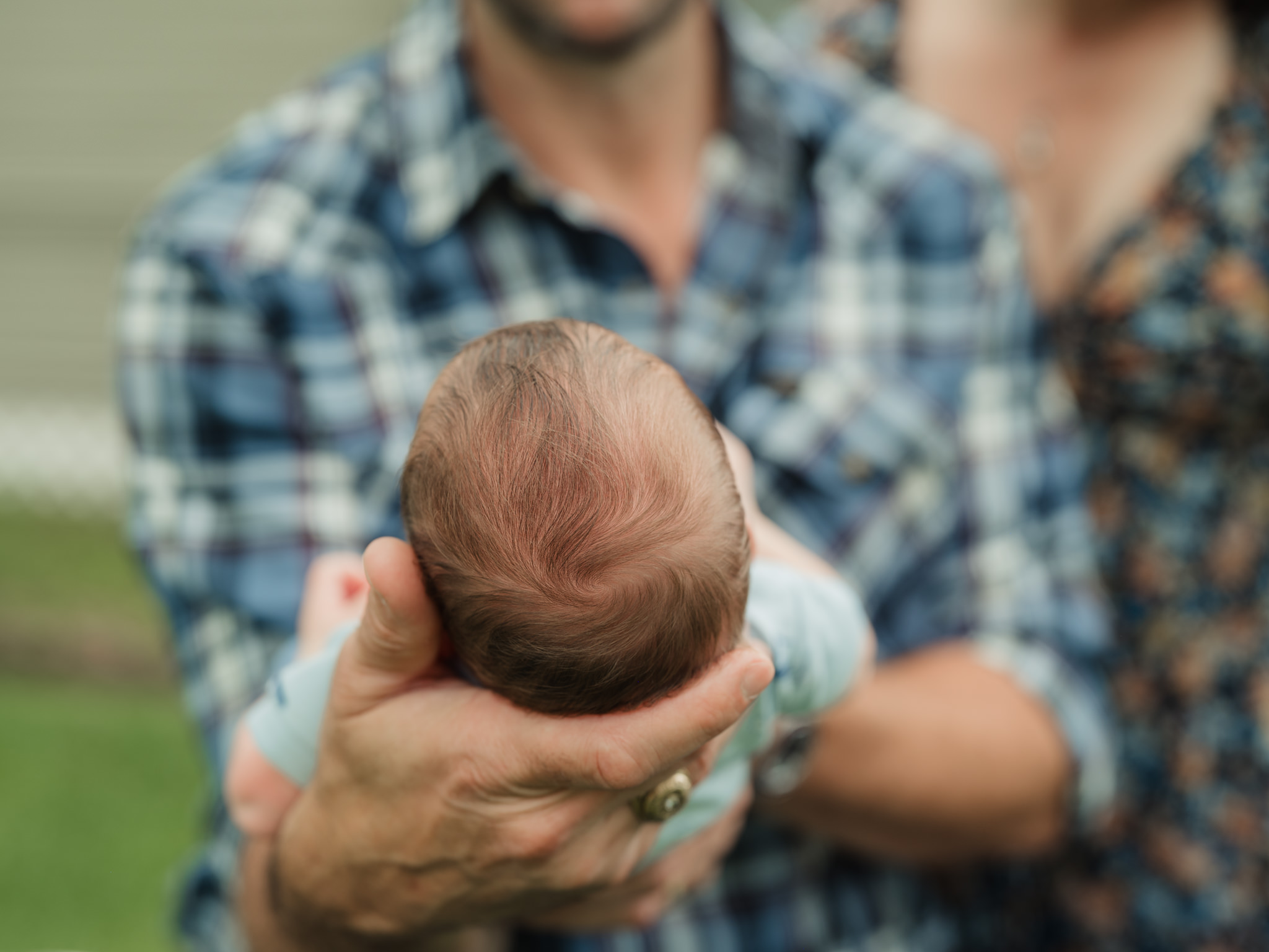 close up of baby's hair swirl