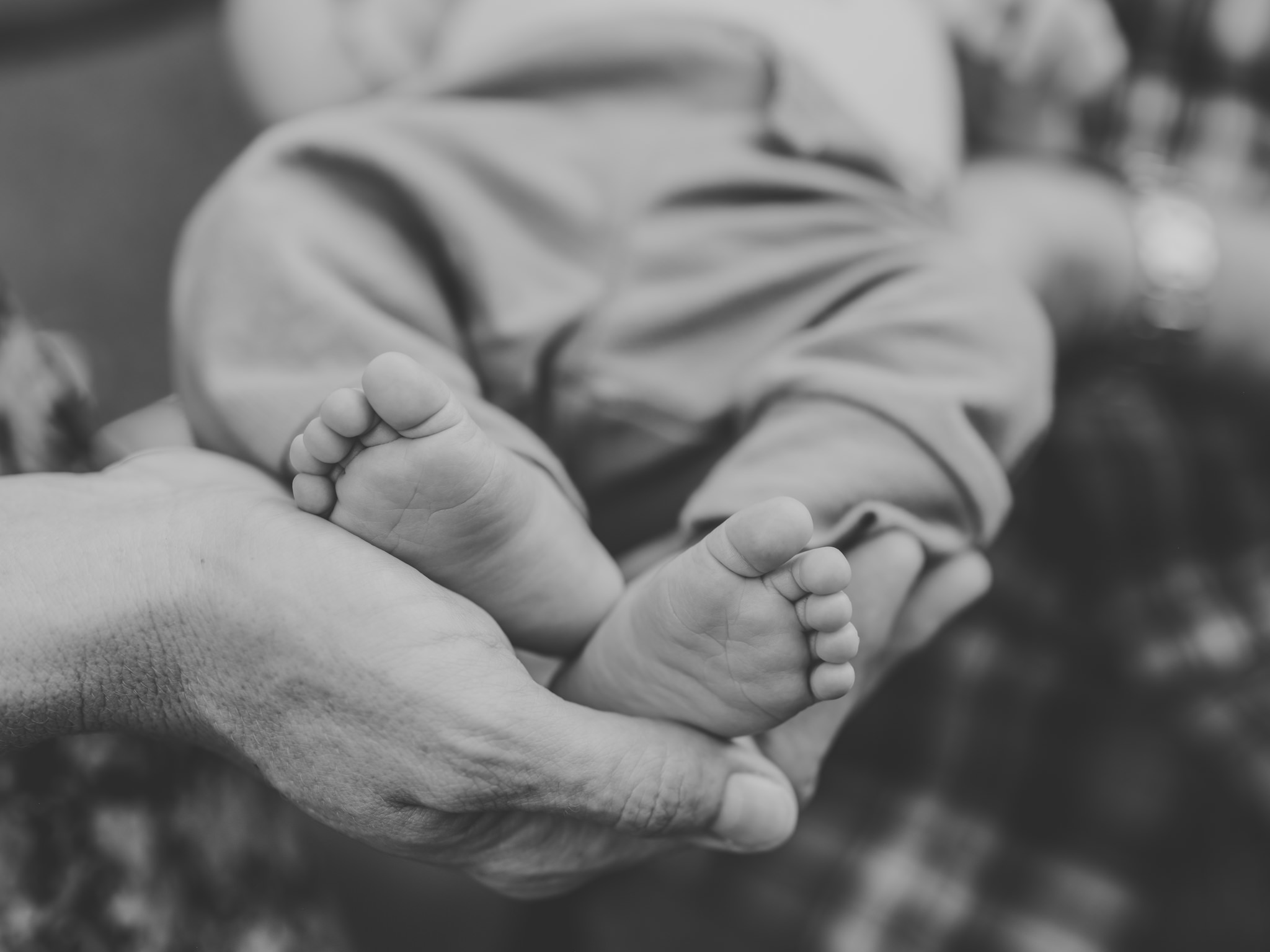 close up of baby's feet